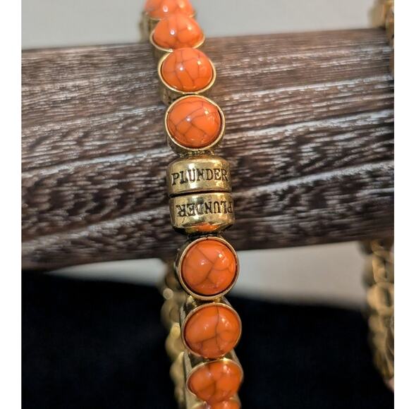 Lot of Two Plunder Design Orange & Crystal Magnetic Bangle Bracelets - Picture 2 of 4